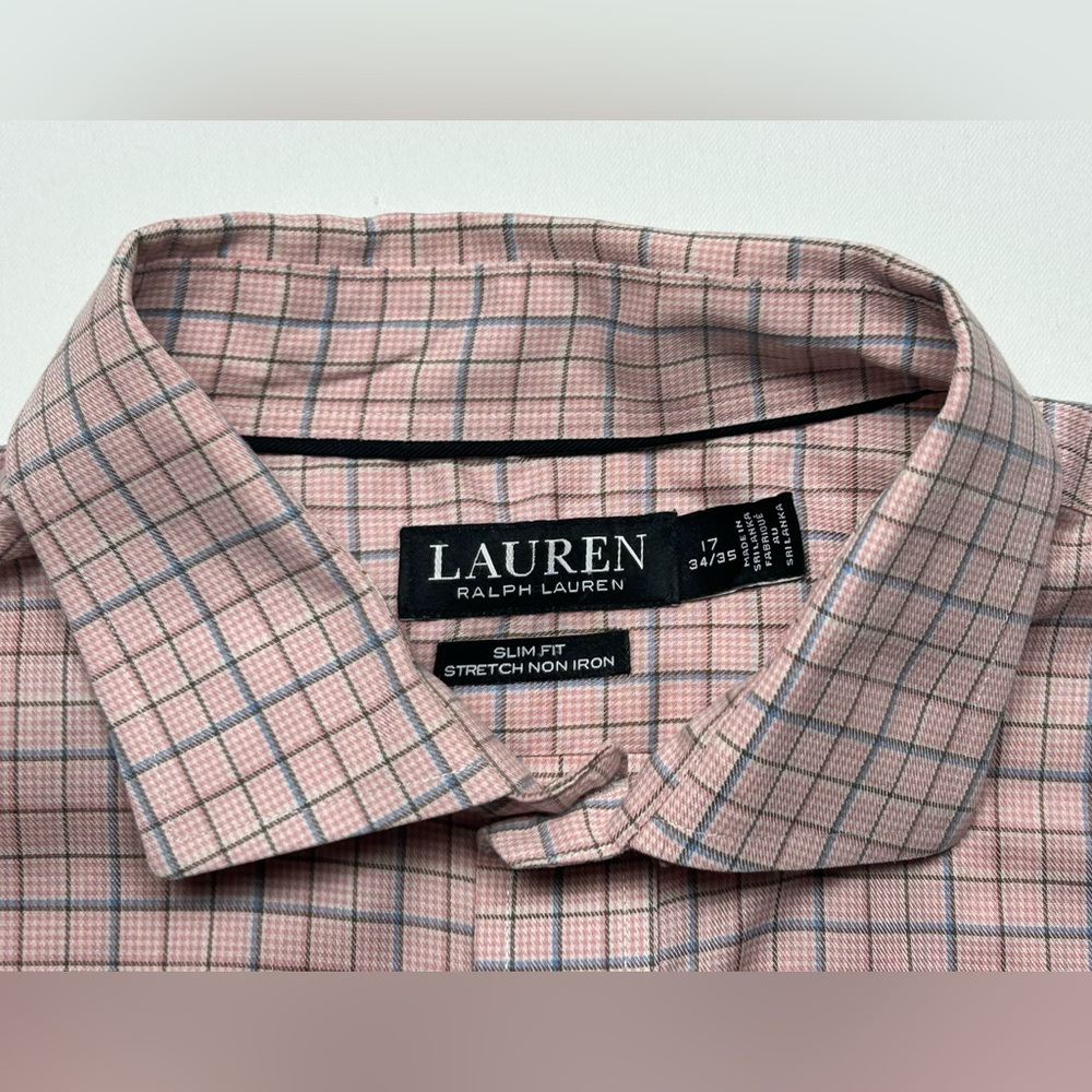 Ralph Lauren Men's Pink and Blue Checkered Shirt